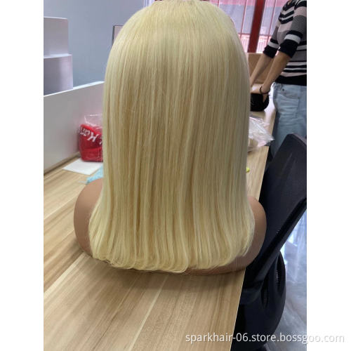 613 Blonde Straight Bob Wig Cheap Raw Brazilian Virgin Human Hair Lace Front Wig Wholesale Transparent Glueless Lace Frontal Wig